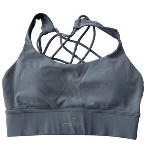Yoga Jean Bra Steel Blue Strappy Back Yoga Workout Fitness Women's NWOT